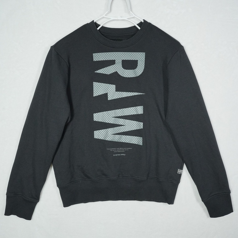 G-Star RAW Mens Graphic 2 R SW LS Sweatshirt Black Crew Neck Size M D21317